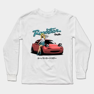 JDM car mazda miata and girl Long Sleeve T-Shirt